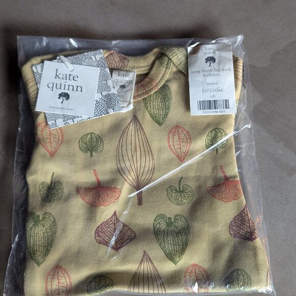 Kate Quinn long sleeve lap neck bodysuit | leaves | organic cotton interlock - n - Picture 2 of 10